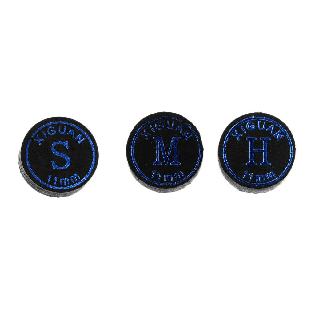 High Quality Pigskin Leather Billiard Pool Cue Tips Black - 11mm Soft
