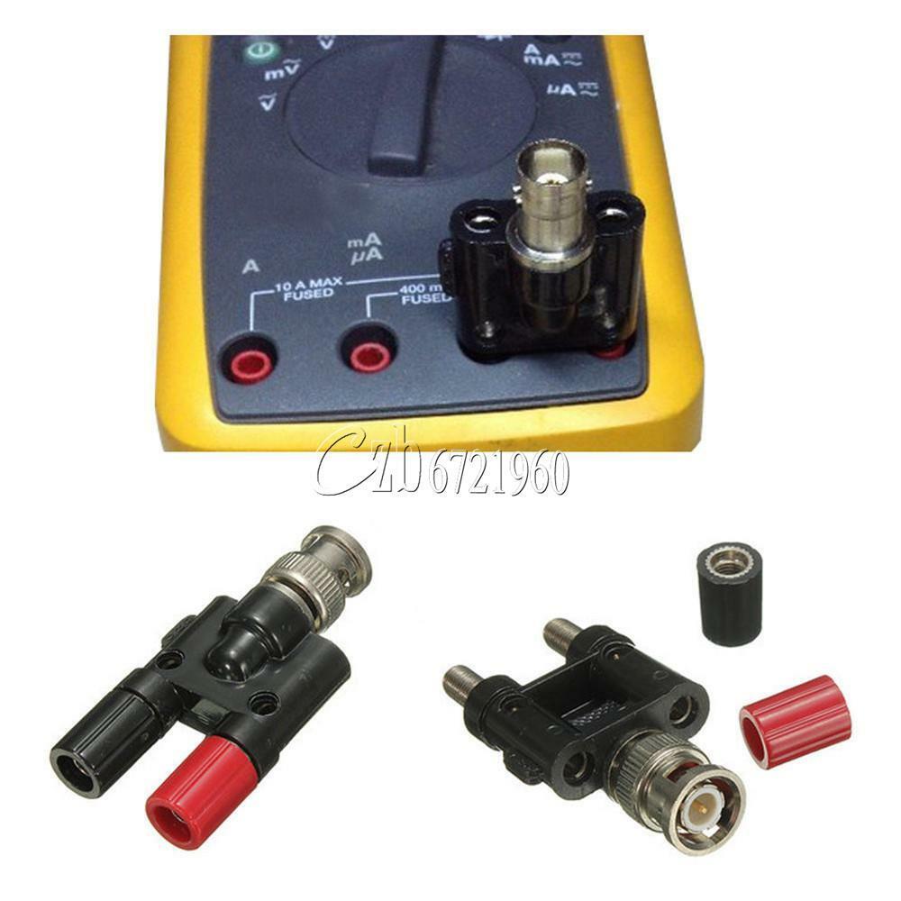 Black+Red BNC Male Plug to Two Dual Banana Jack RF Adapter Connector New