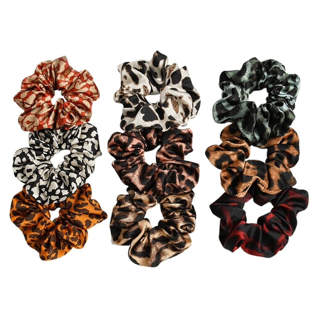 9Pcs Leopard Print Hair Scrunchies Mixed Color Hair Band Stretch Hair Ties