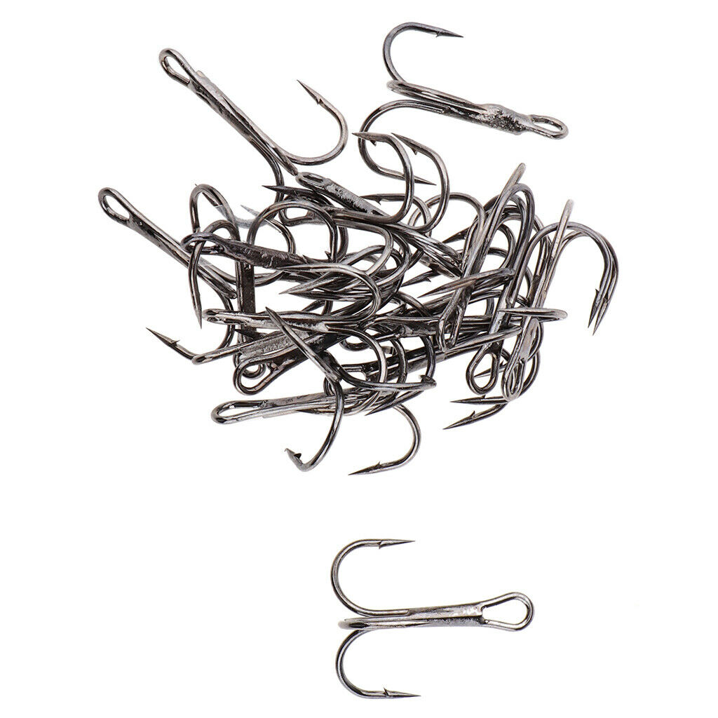 20 Pieces Barbed Fishing Hooks Treble Hook Fishhook Tackle with Box Type 1