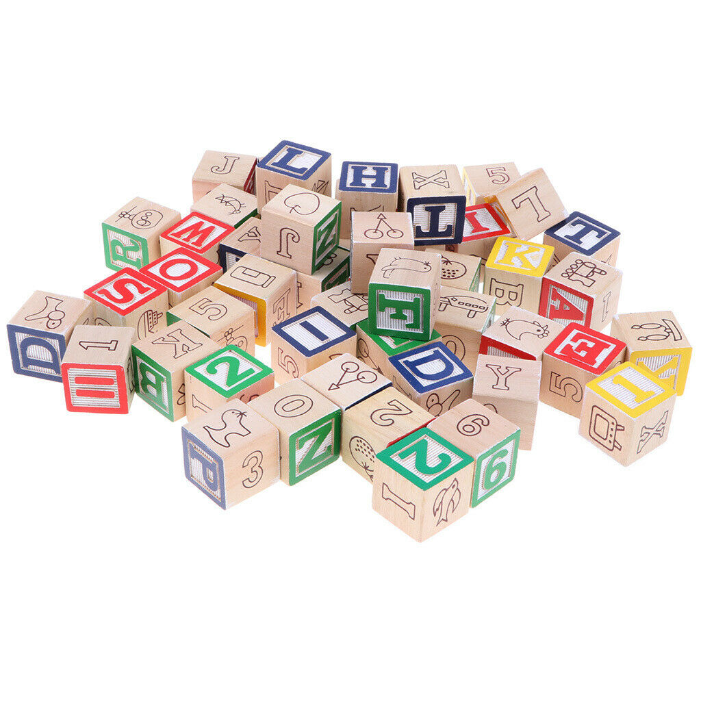 Colorful Wooden Cartoon Numbers Cubes Stacking Blocks Kid's Preschool Toys
