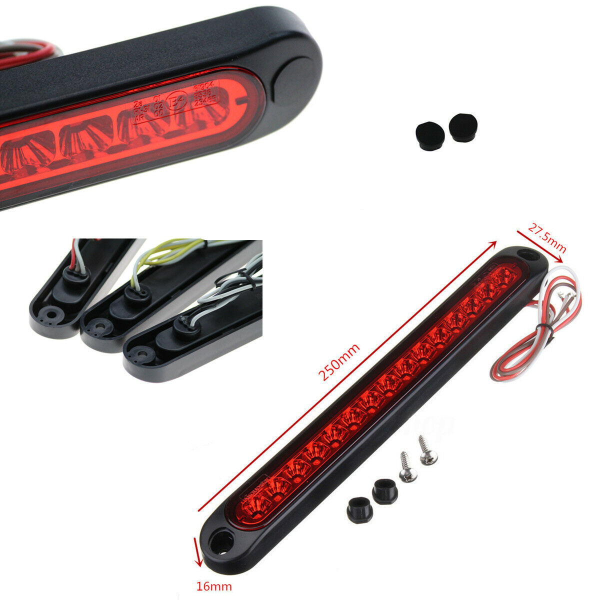 Red Waterproof Car Trailer Truck Ultra-slimline LED Strip Tail Brake Signal Lamp