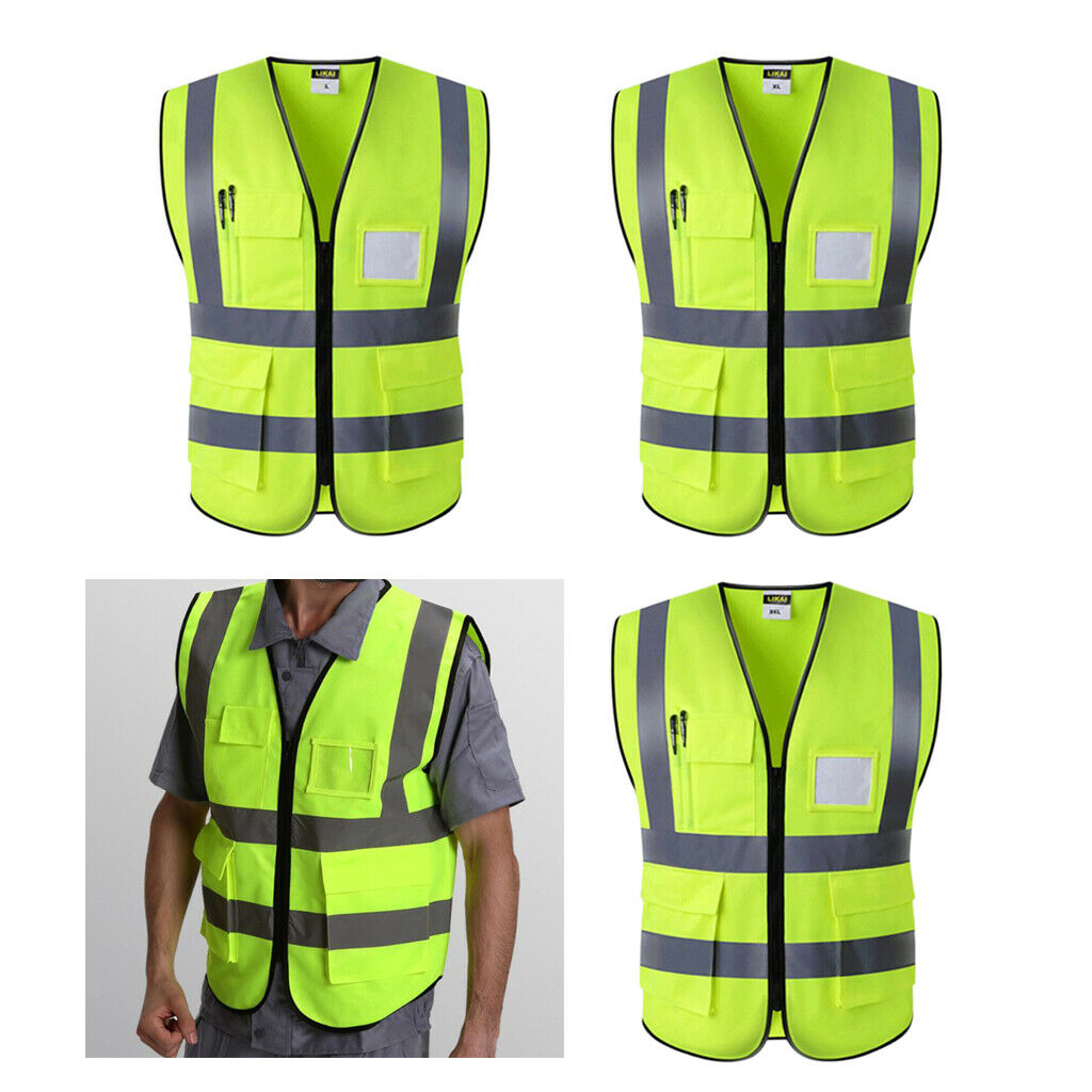 Set of 3 Reflective Safety Vest Safety Waistcoat Night Security L XL XXL