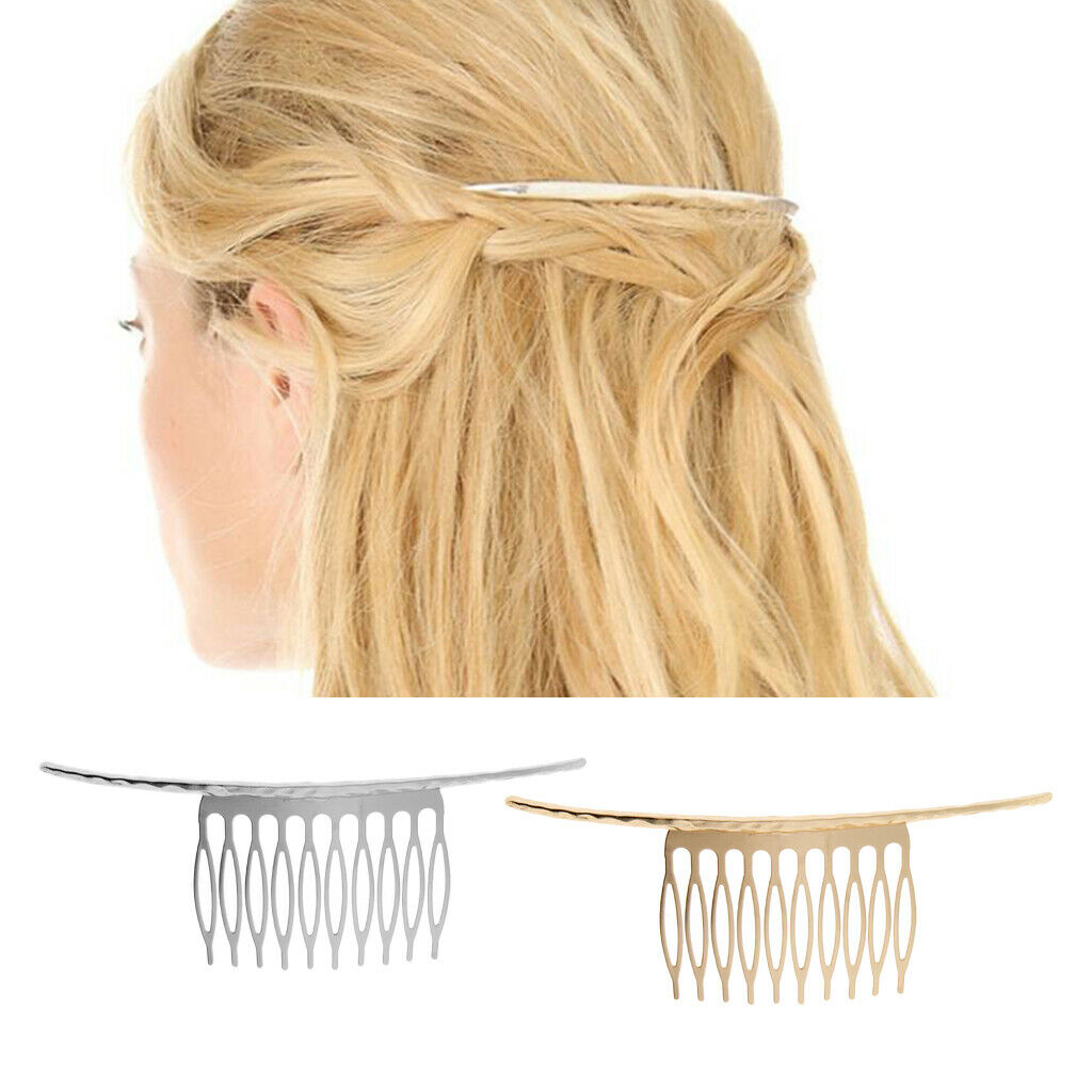2PCS Wedding Metal Hair Comb Slide 10 Teeth Clips Findings DIY Hair Jewelry