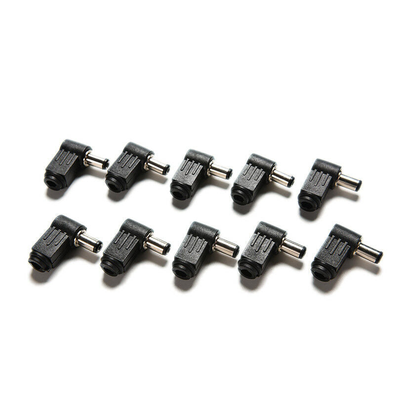 10x Right Angle 2.1x5.5mm 2.1mm DC Power Male Plug Soldering Connector Bla.l8