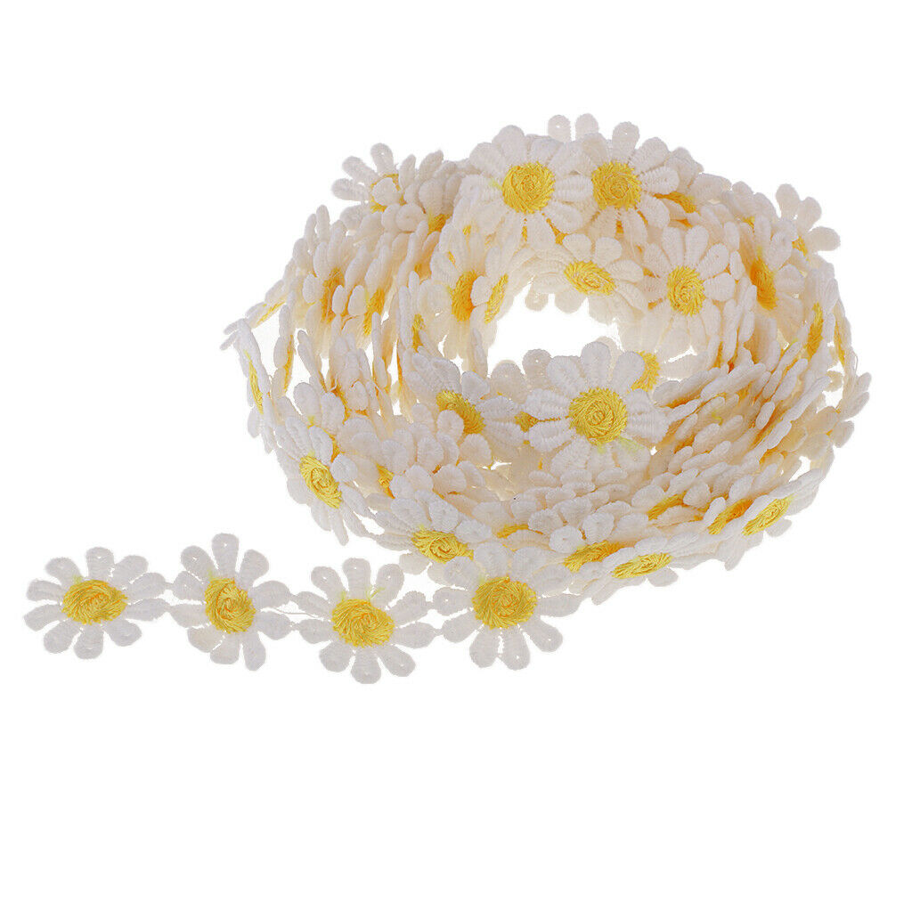3 yards Daisy Flower   Lace Applique Sewing Trims Trim for Kid Girls Dress