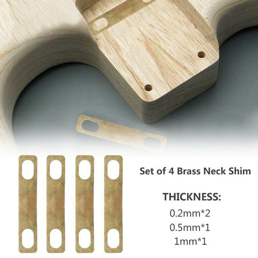 4Pack Guitar Bass Neck Shims 0.2mm 0.5mm 1mm Thickness