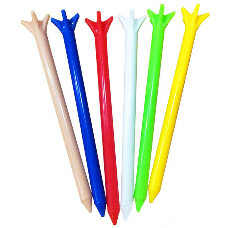 100pcs 2 3/4" Zero Friction Professional Golf Tees Plastic Mixed Color 70mm Tee