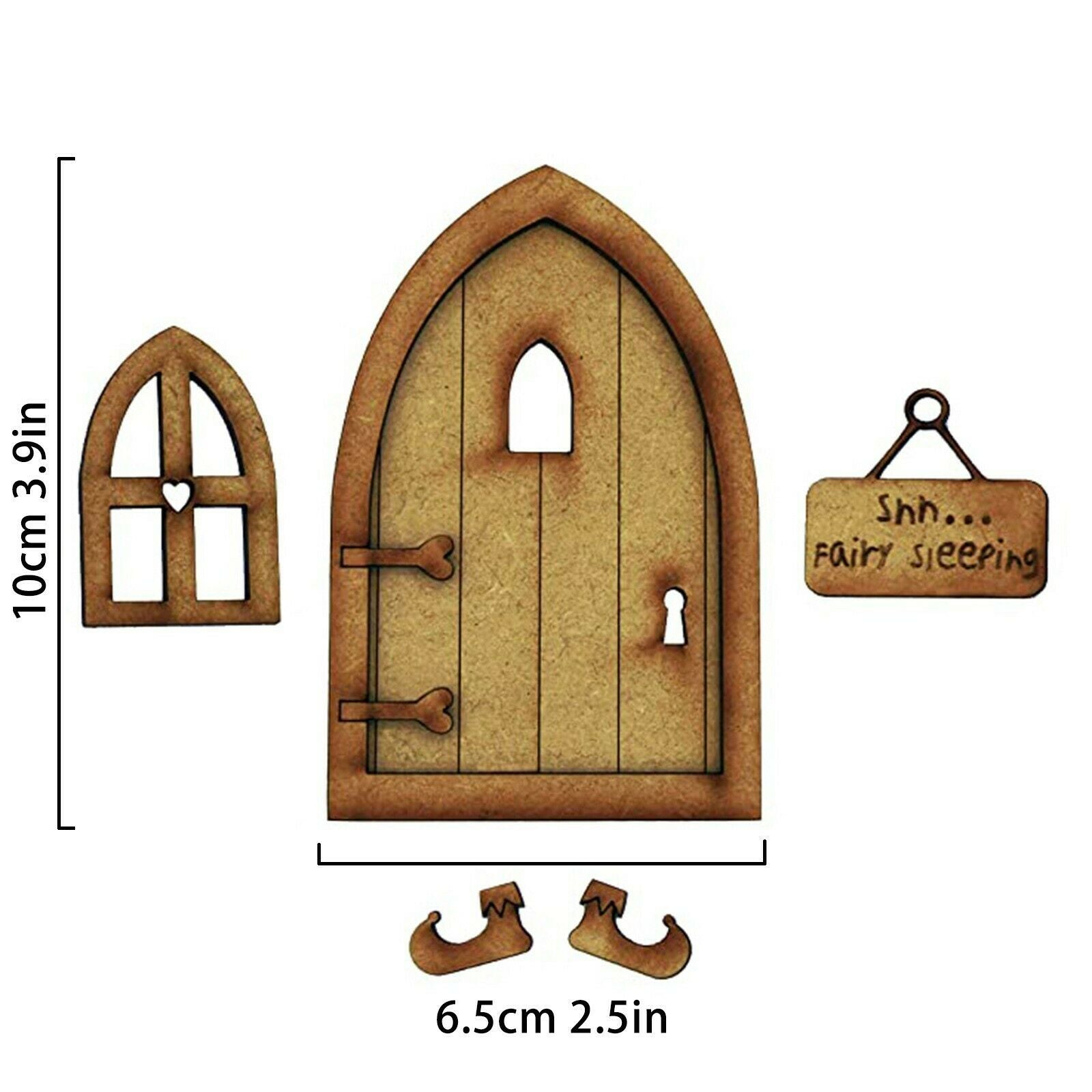 Garden DIY Wooden Fairy Door Kit Miniatures Hanging Sign Birthday Gift Decor