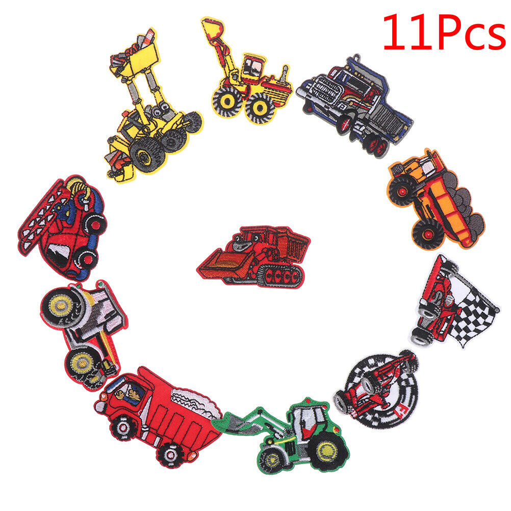 11 Pcs Mini Car Truck Patches For Clothing Applique Clothes Embroidered S.l8