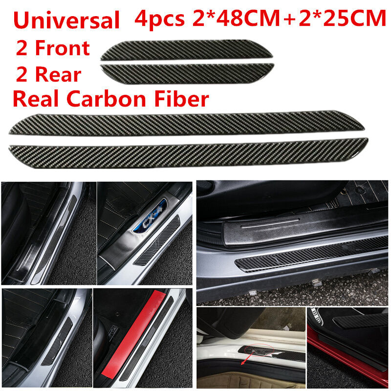 Real Carbon Fiber Door Sill Scuff Plates for Auto Car Door Panel Step Protector