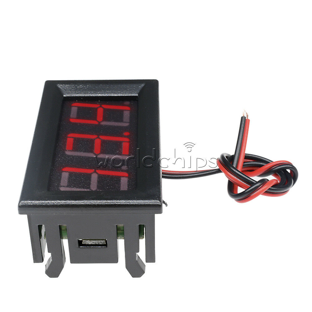 Red LED 0.56" DC 4.5-30V 2 Wire Voltmeter Panel 3-Digital Display Voltage Meter