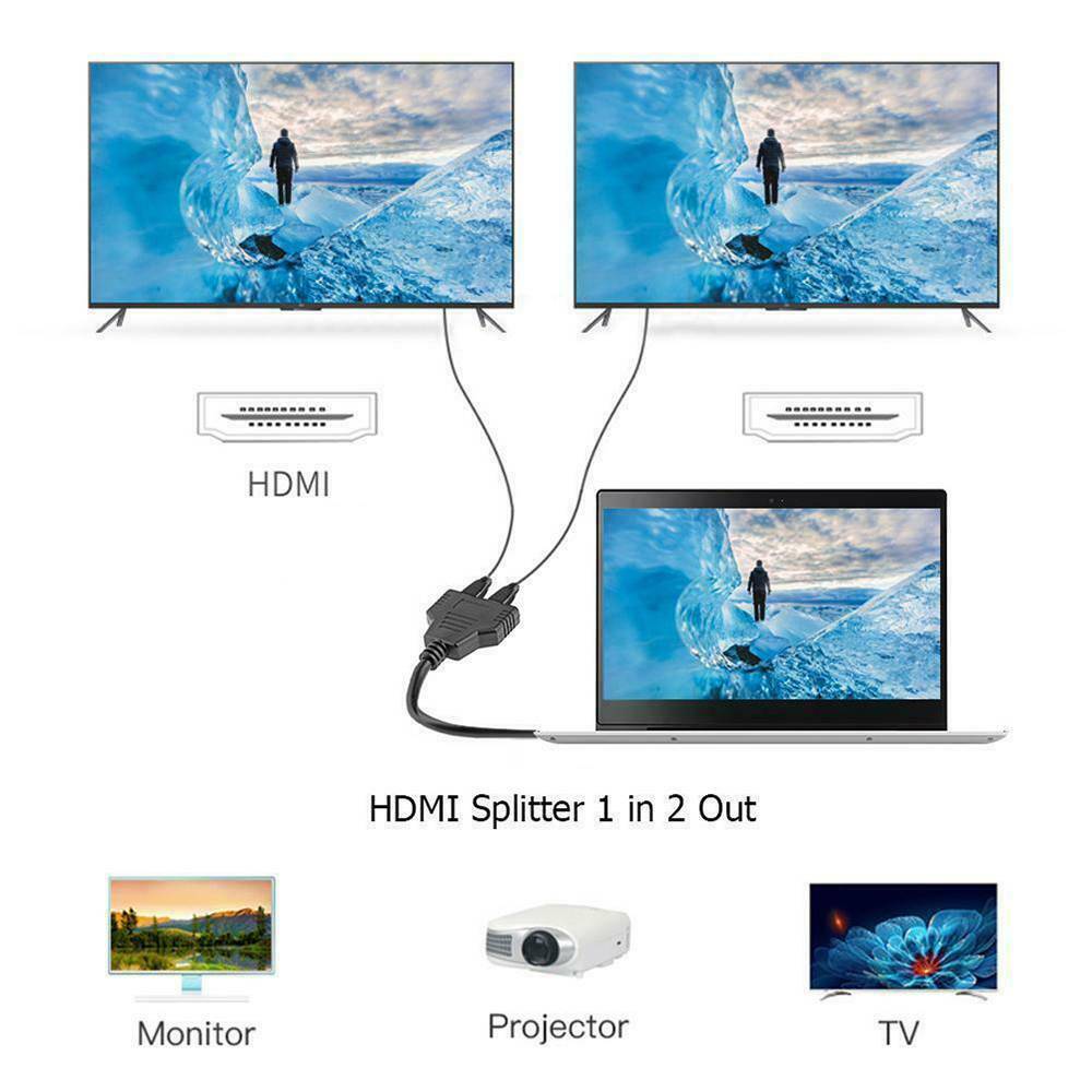 HDMI Splitter 1080P HDMI Adapter Cable 1 In 2 Out HDMI Switch Connect Cable HDTV