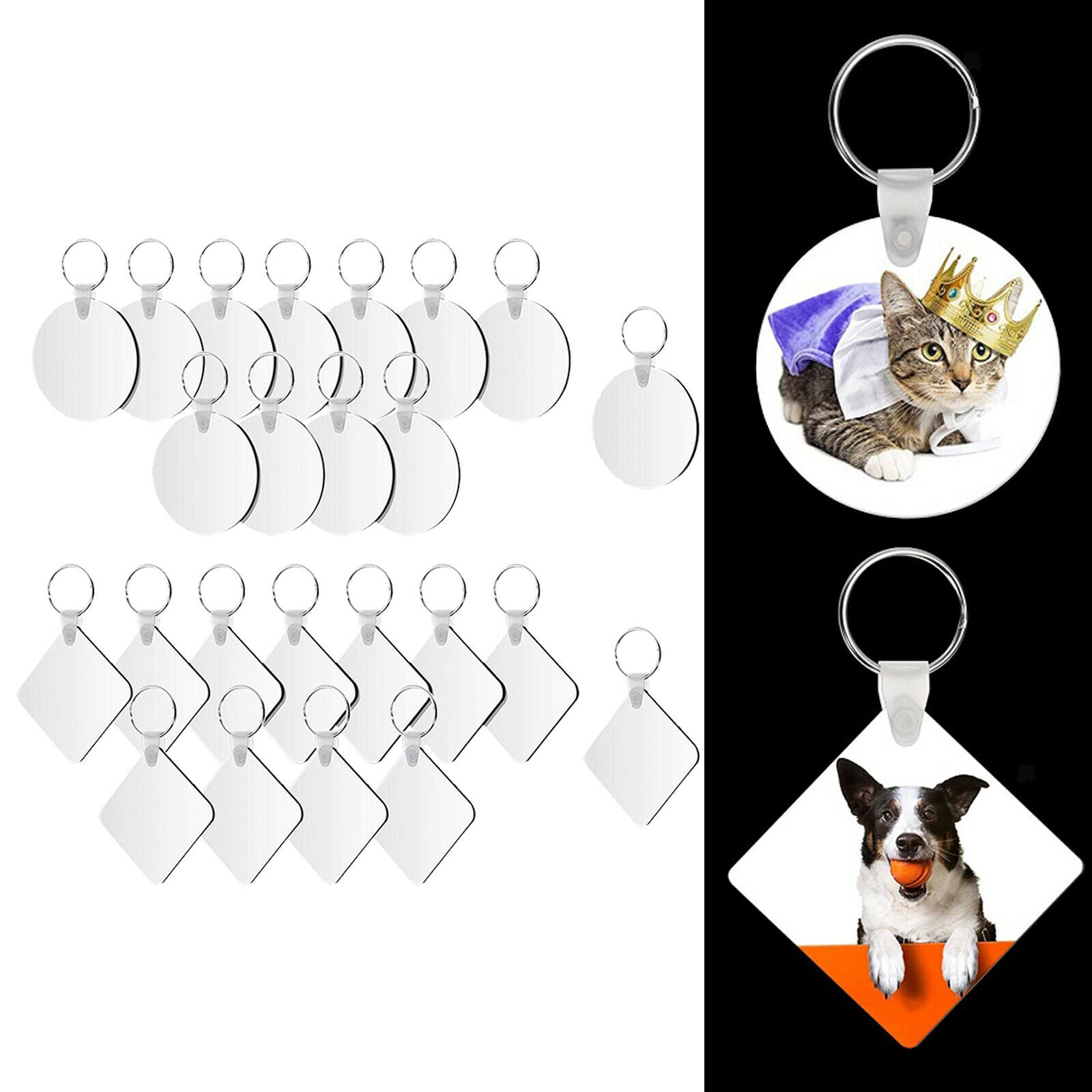 24pc Blank Keychain Sublimation Heat Transfer DIY Gifts Wood Key Chain Rings