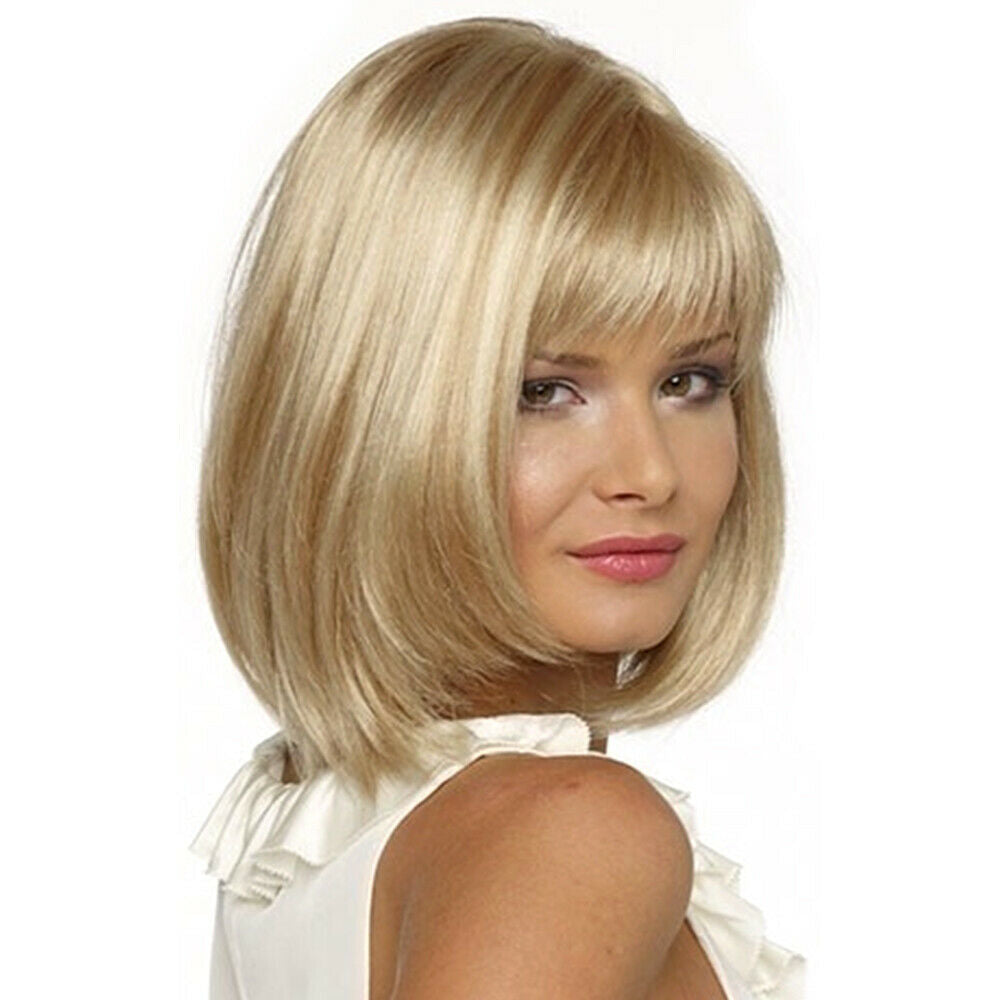 Short Bob Wig Heat Resistant Synthetic Full Wigs Short Straight Bob Hairstyle LI