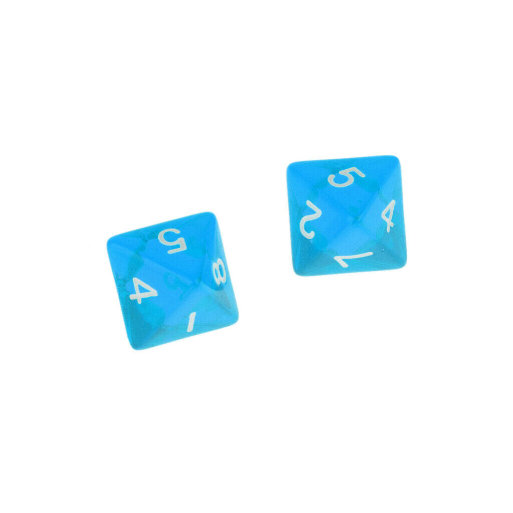 20x Blue Acrylic Polyhedral Dices D4 D6 D8 D12 Die for Roleplaying Supplies