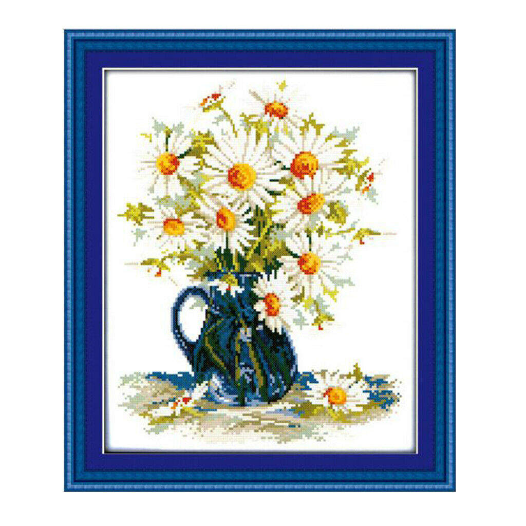 Daisy Printed Cross Stitch Kit for Beginners Stamped Flowers Patterns Decor