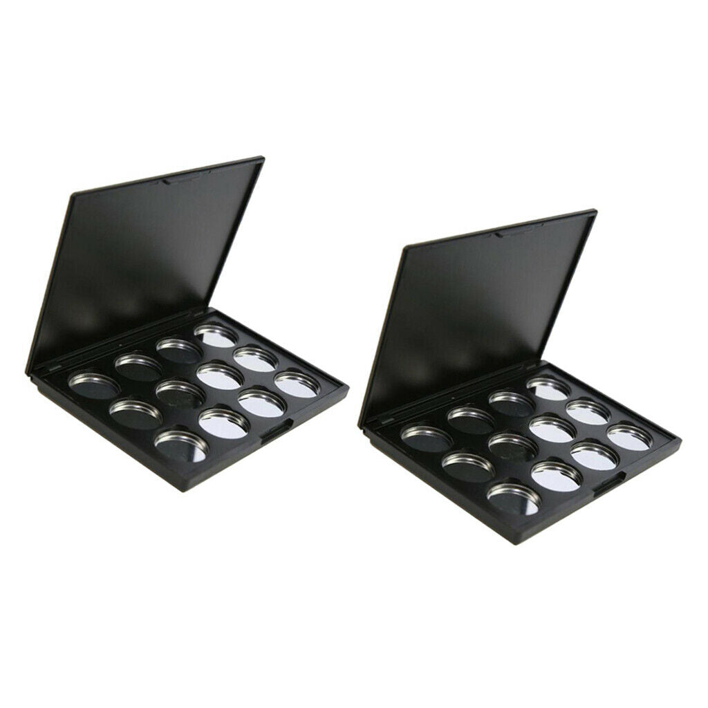 2 Packs 12 Spaces Eyeshadow Palette Eye Shadow Lipstick Container Case