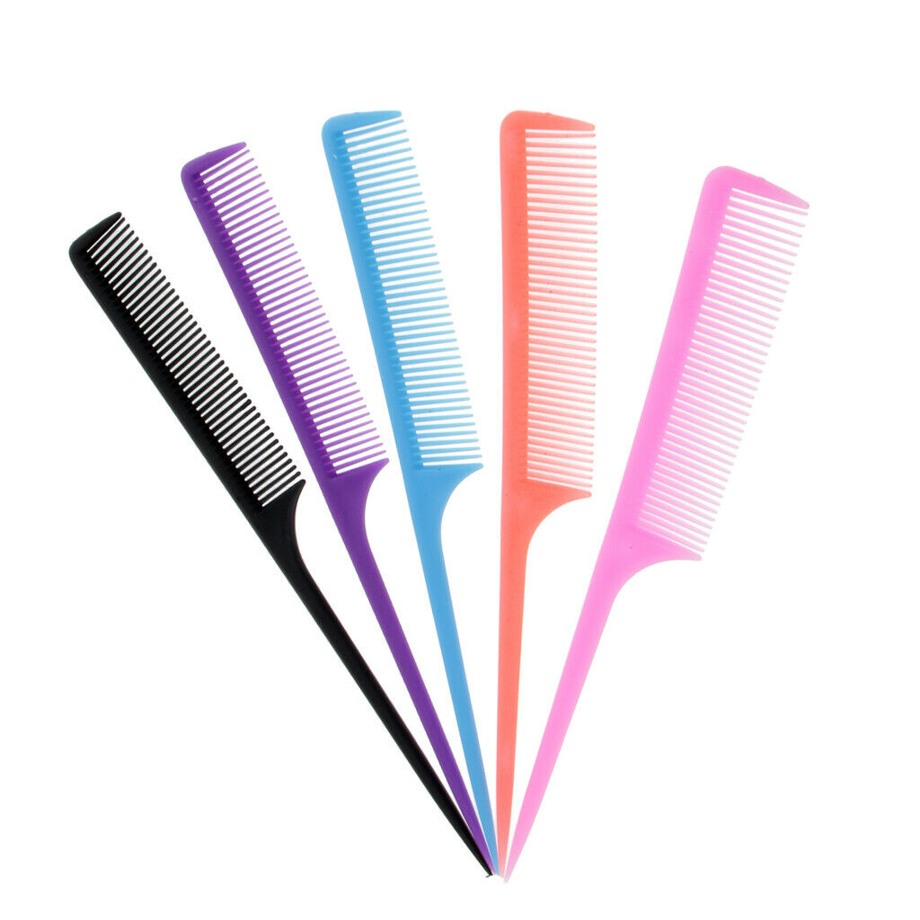5x Plastic Salon Hairdressing Pin Tail Sectioning Cutting Detangling Combs