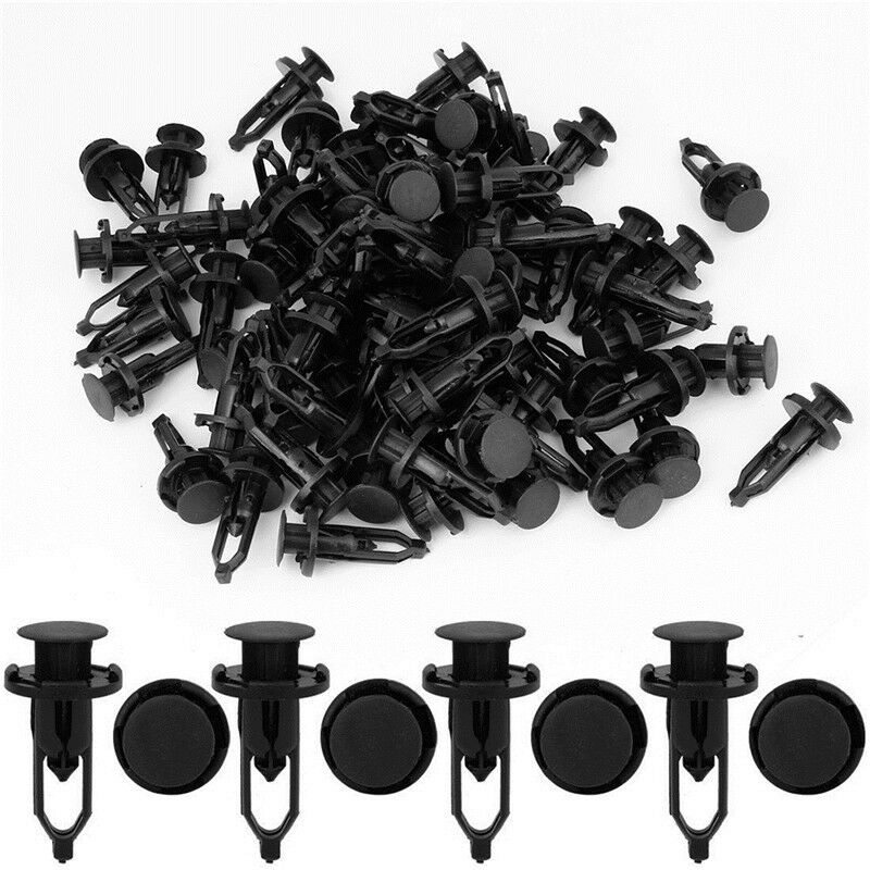 100x 9mm Car Door Trim Fender Clips Black Plastic Rivets Fastener for BDD