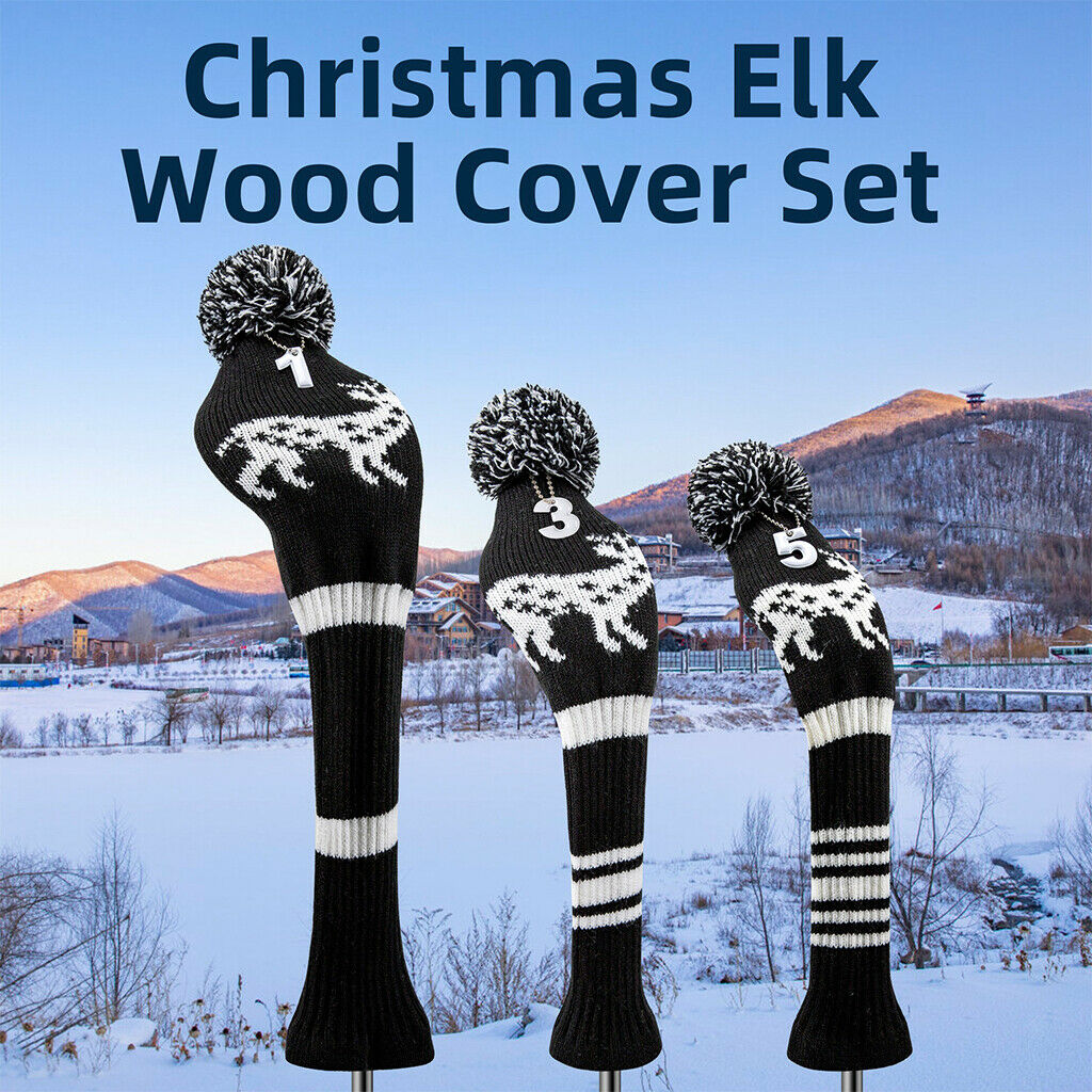 3x Elk Pattern Golf Head Cover Club Wood Headcover Protector Golfer Gift