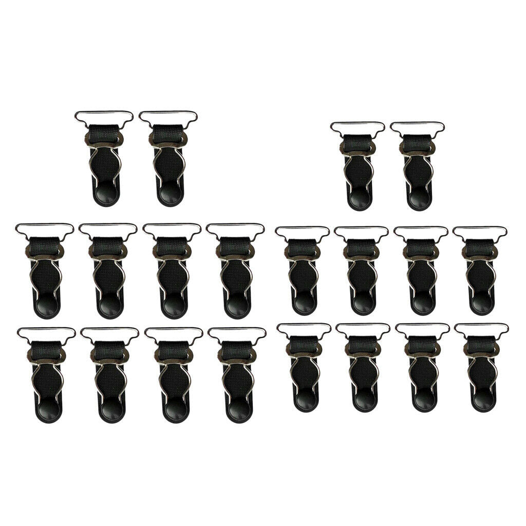 20pcs Black Hooks Set Women Garters Strap Straps Grips Straps 26mm Clip