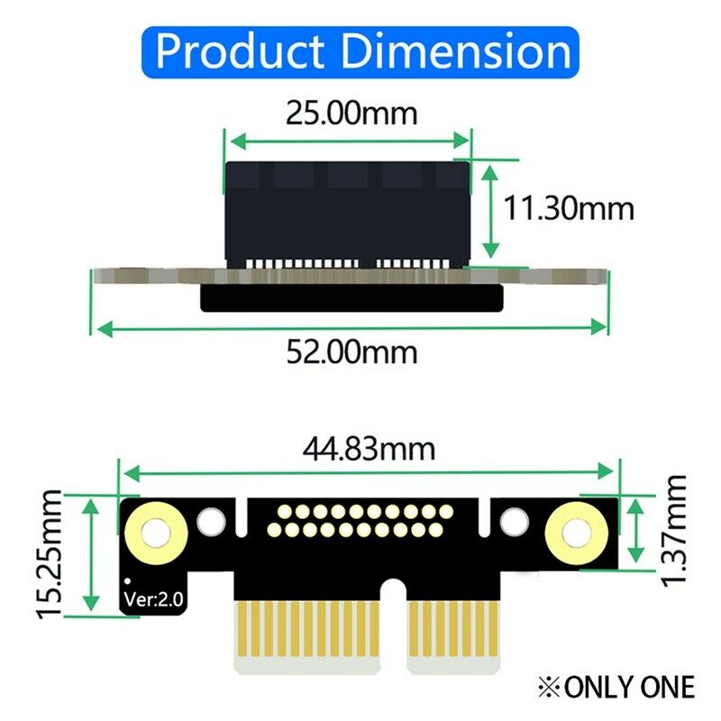 PCI Express 36Pin 1X Extension Cable with 12V/3.3V Power LED Dual Vertical 90 L3