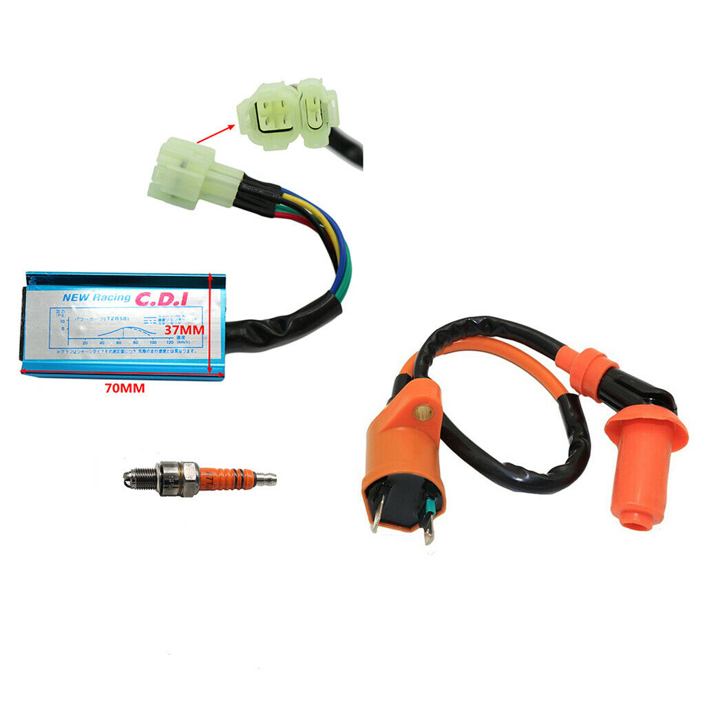 Racing Ignition Coil + CDI Box + Spark Plug for Chinese 50 125 150cc GY6 ATV