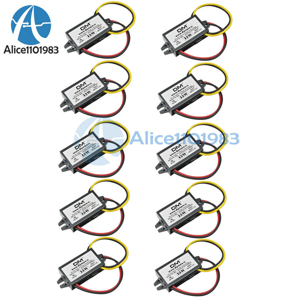 10PCS Car LED Display Power Supply 12V-5V 3A 15W DC-DC Power Converter