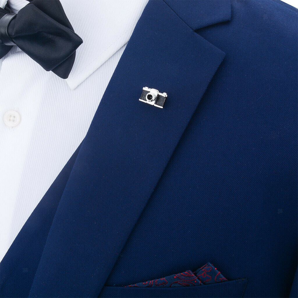 2pcs Retro Style Camera Brooch Jewelry Men Women Suit Corsage Pin Collar Pin