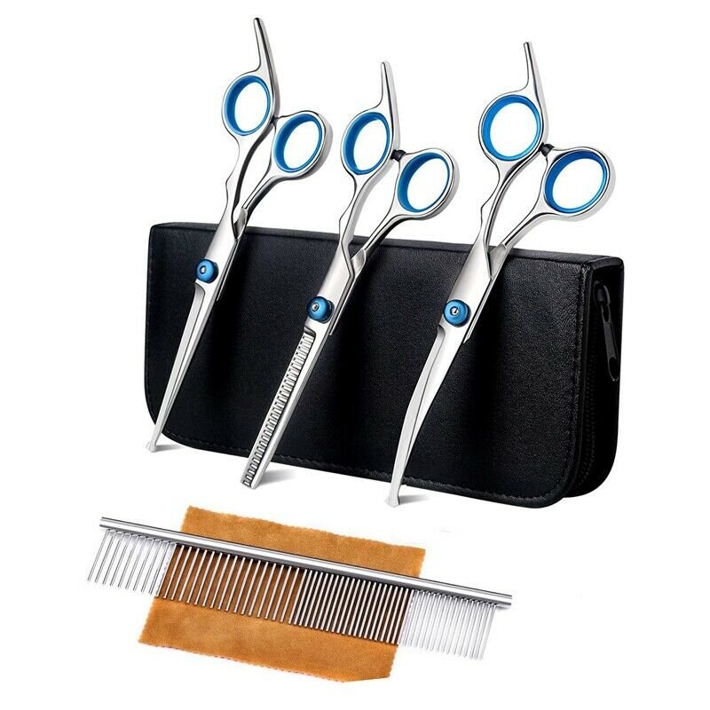 Dog Grooming Scissors Kit with Safety Round Tip Thinning Cutting Shears withY6O4