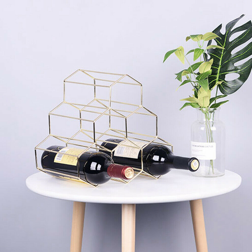 Metal Wine Rack, Countertop Wine Holder Stand Stack 6 Bottles, Space Saver, Free