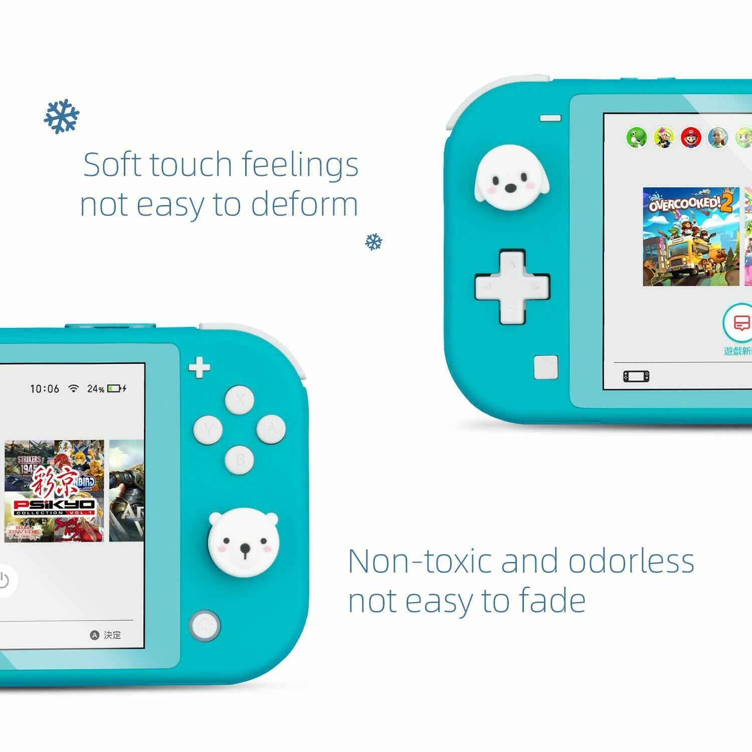 Bear & Dog Thumb Grip Caps Silicone Joystick Cover for Switch & Switch Lite Game