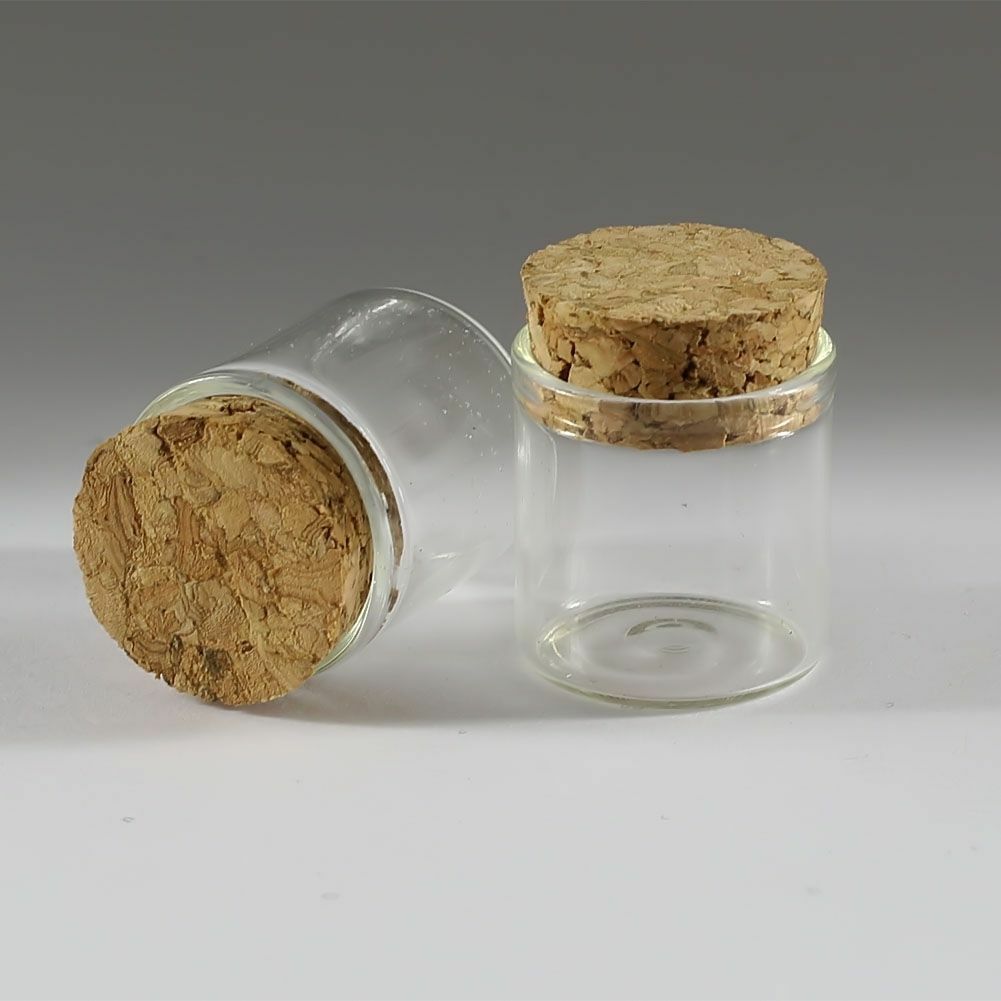 10pcs Empty Sample Vials Clear Glass Bottles with Corks Jars Small bottl 6ML