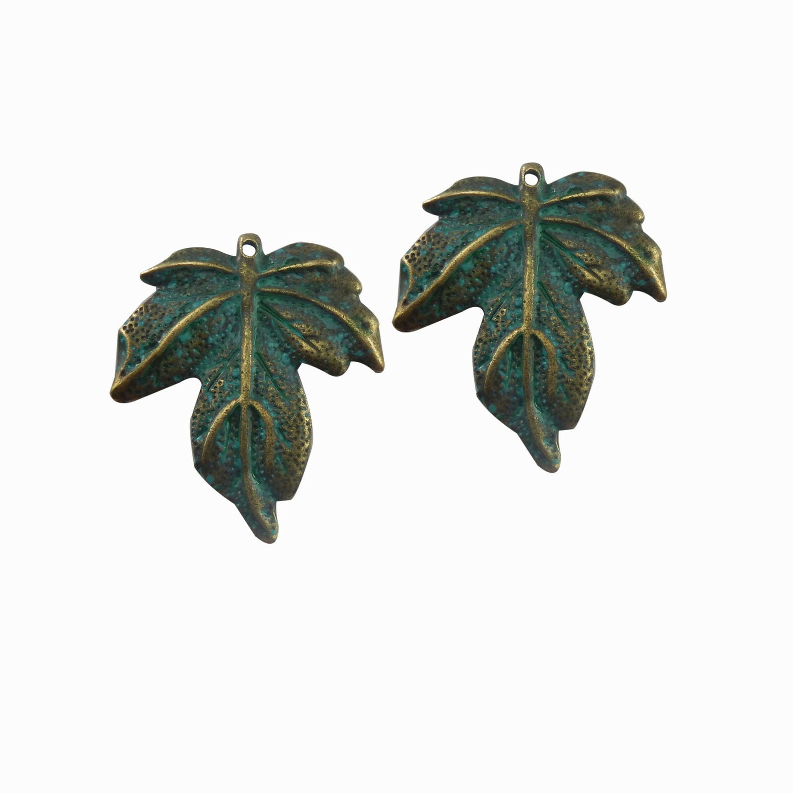 10 pcs Antiqued Zinc Alloy Green Maple Leaf Charms Pendant Findings 65x48mm
