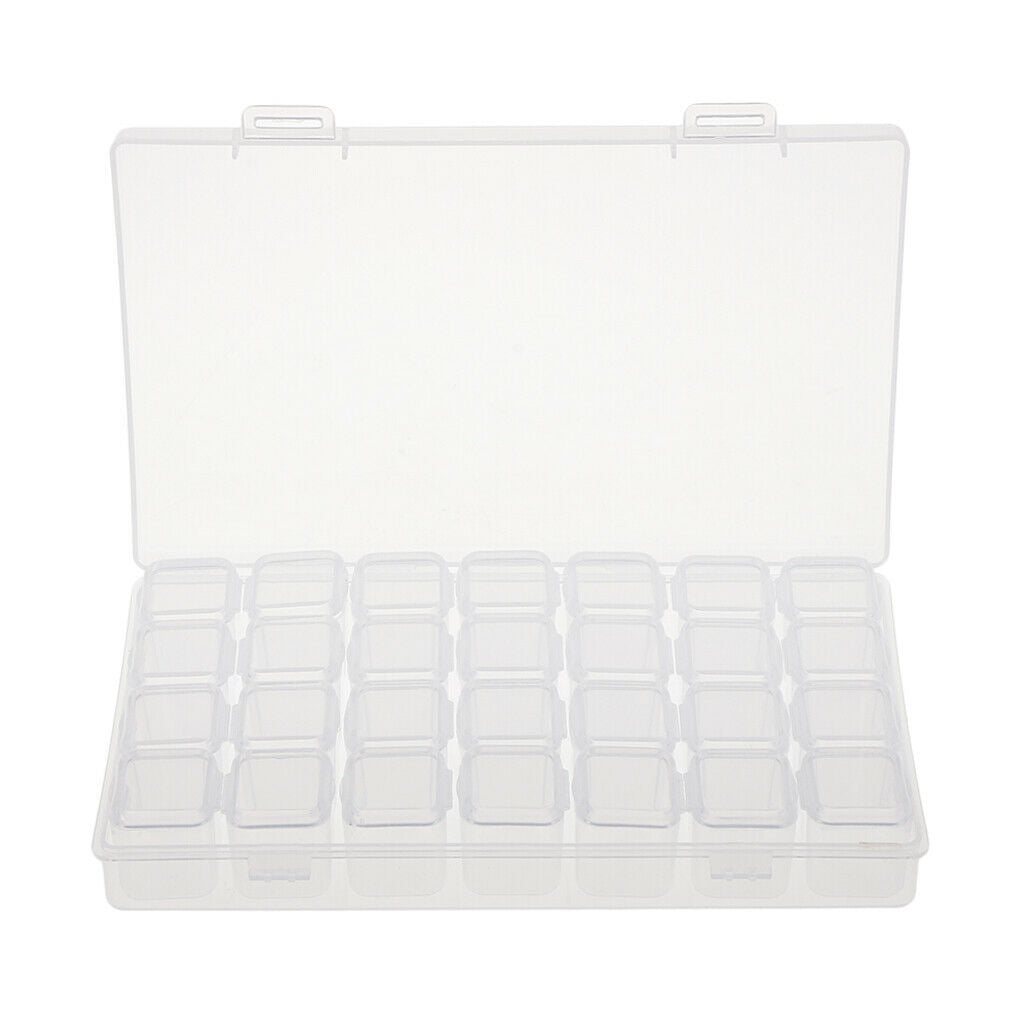 12Pcs 28Slots Transparent Jewelry  Mini Things Small Items Holder Plastic