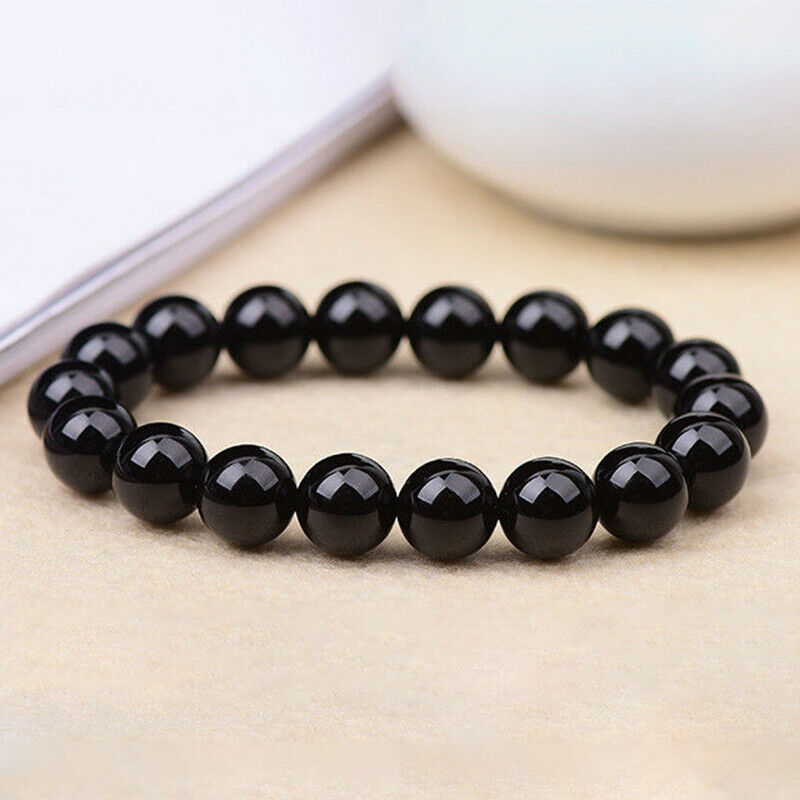 Lymphatic Drainage Black Obsidian Bracelet Prayer Blessing Blackstone Jewelry^US