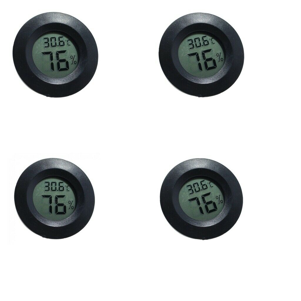 4x Thermometer Humidity Hygrometer Black Reptile Lizards Amphibians Tank