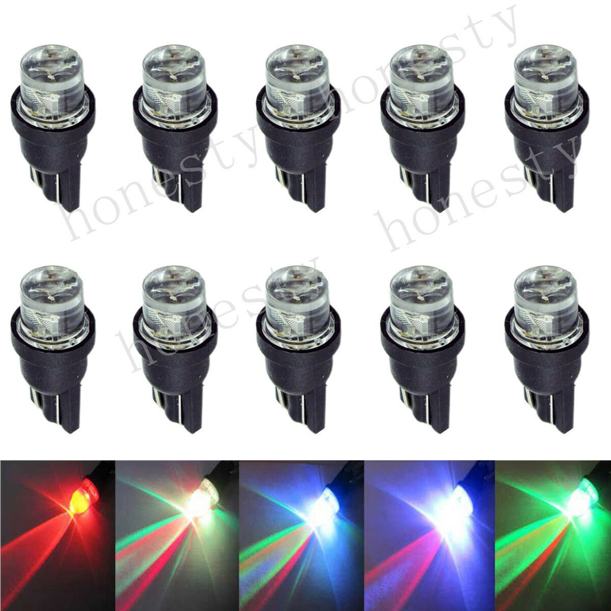 10X T10 W5W 194 168 501 LED Multi-color Red Green Blue flash CAR LIGHT BULBS 12V