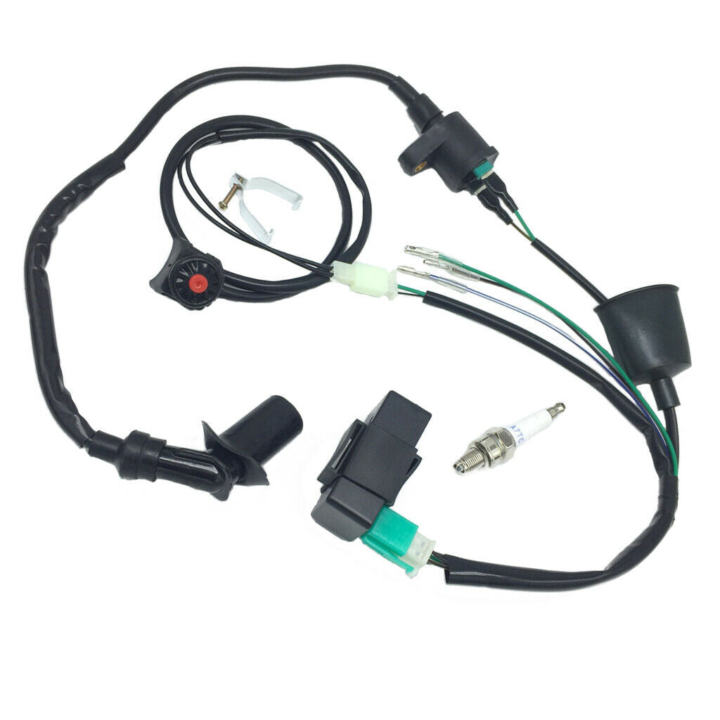 Wiring Loom Harness Kill Switch Ignition Coil CDI For 50-160cc Engine Dirt Bike