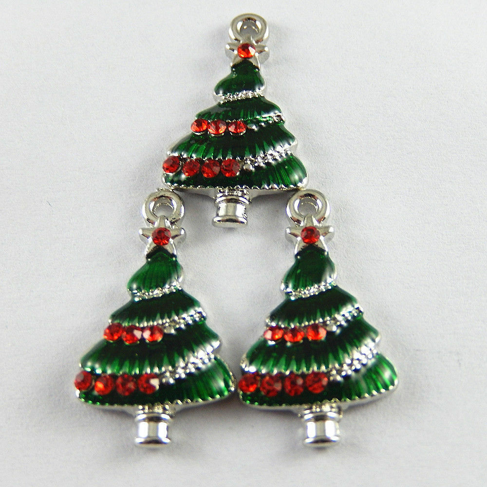 18pcs New Enamel Alloy Lovely Colorful Christams Tree Look Pendant Charms 52155