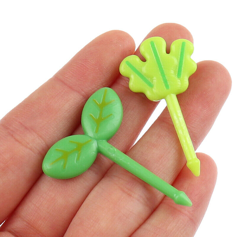 8pcs Fruit Fork Toothpick Leaves  Lunch Box Bento Salad Tiny Fork Cake Fo.l8