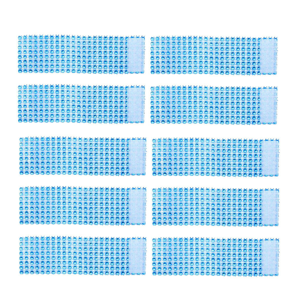 10PCS crystal rhinestone napkin ring holder self-adhesive wrap band blue