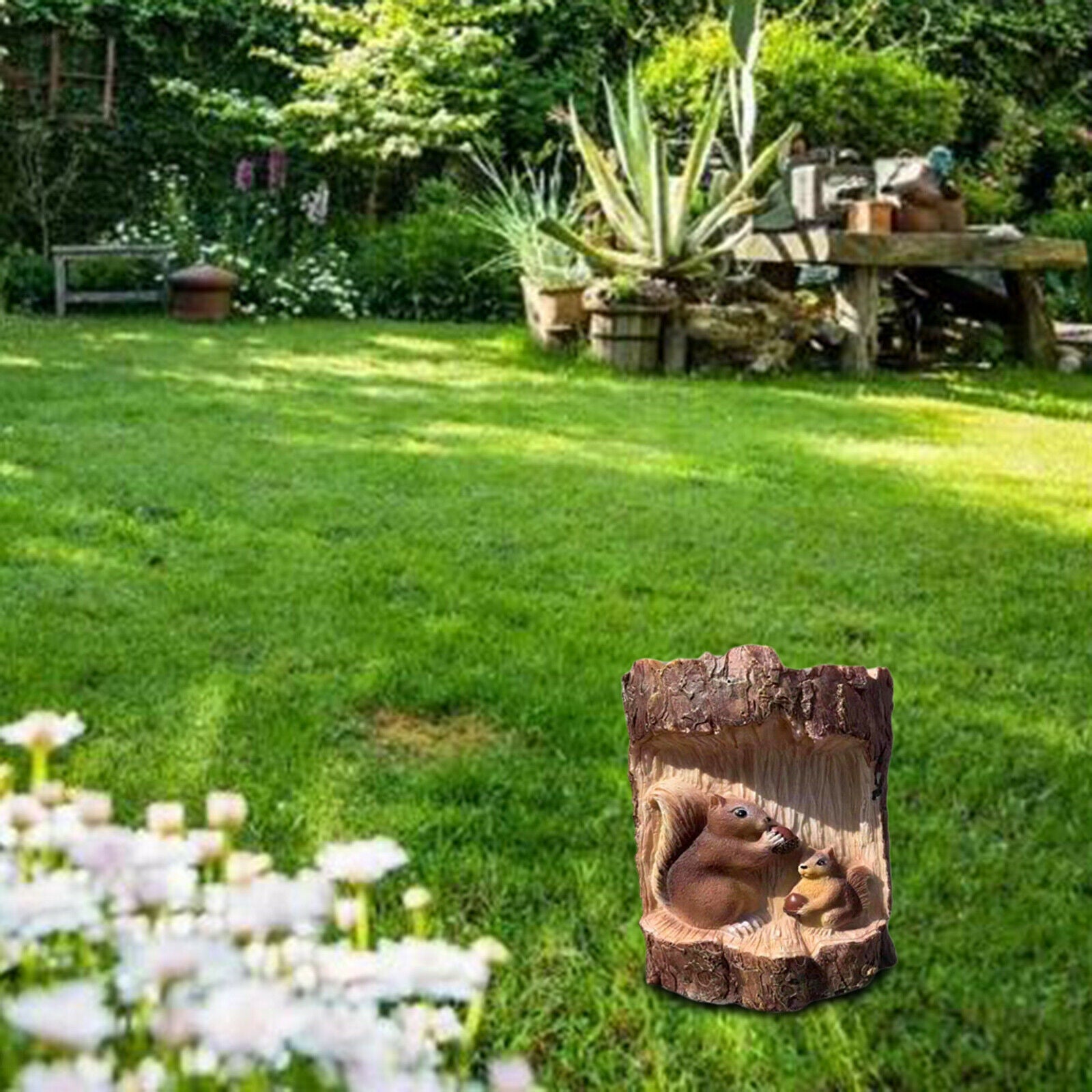 Mini Squirrel Statues Solar Lights Garden Lawn Patio Ornament Landscaping