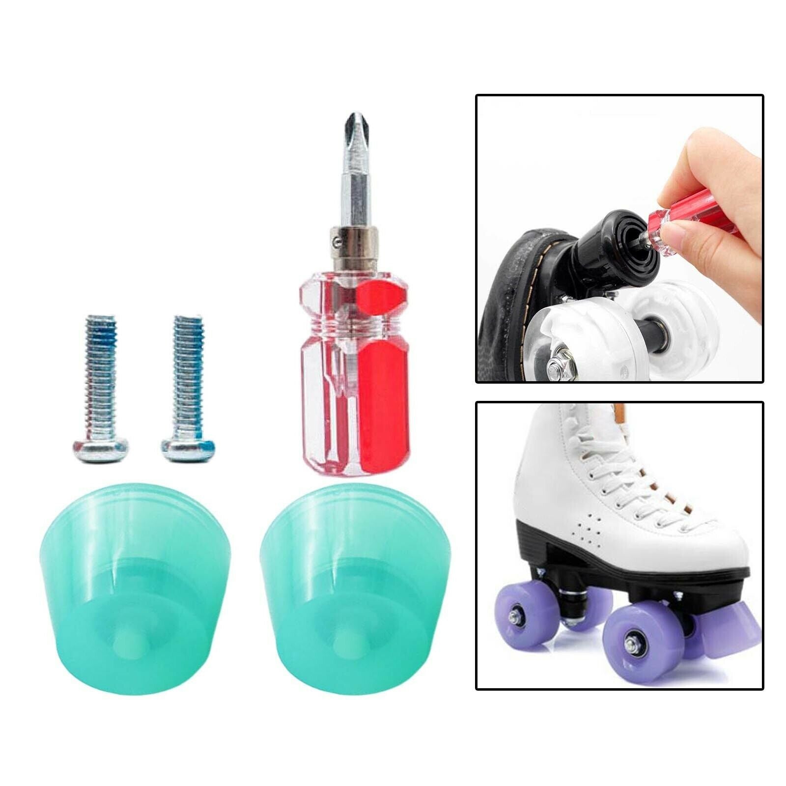 2 Skates Top Stopper Skate Brake Block Training Practice with Screws Green