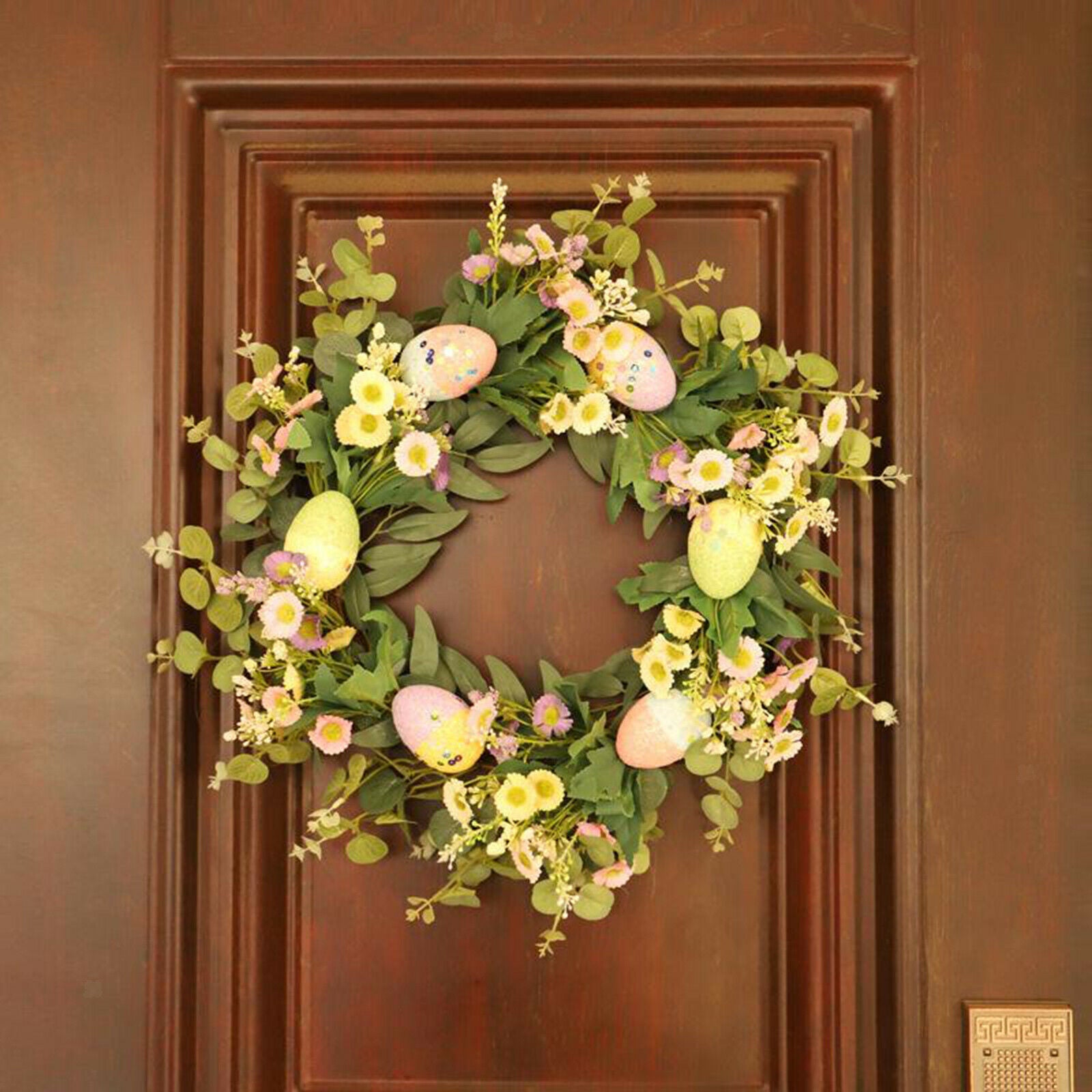 45cm Daisy Easter Door Wreath Silk Flower Front Door Wedding Party Garland