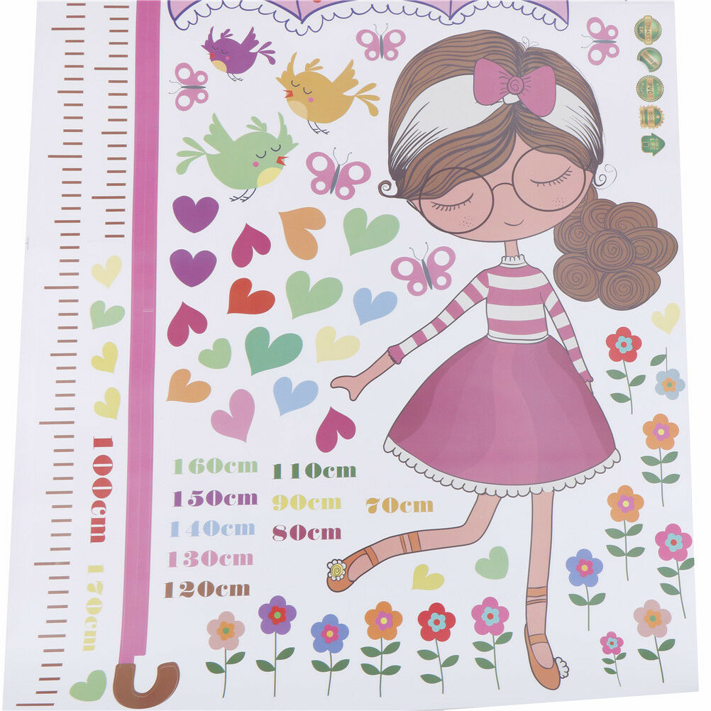 girl umbrella measure height wall stickers pvc mural kids room decor  DDB Re