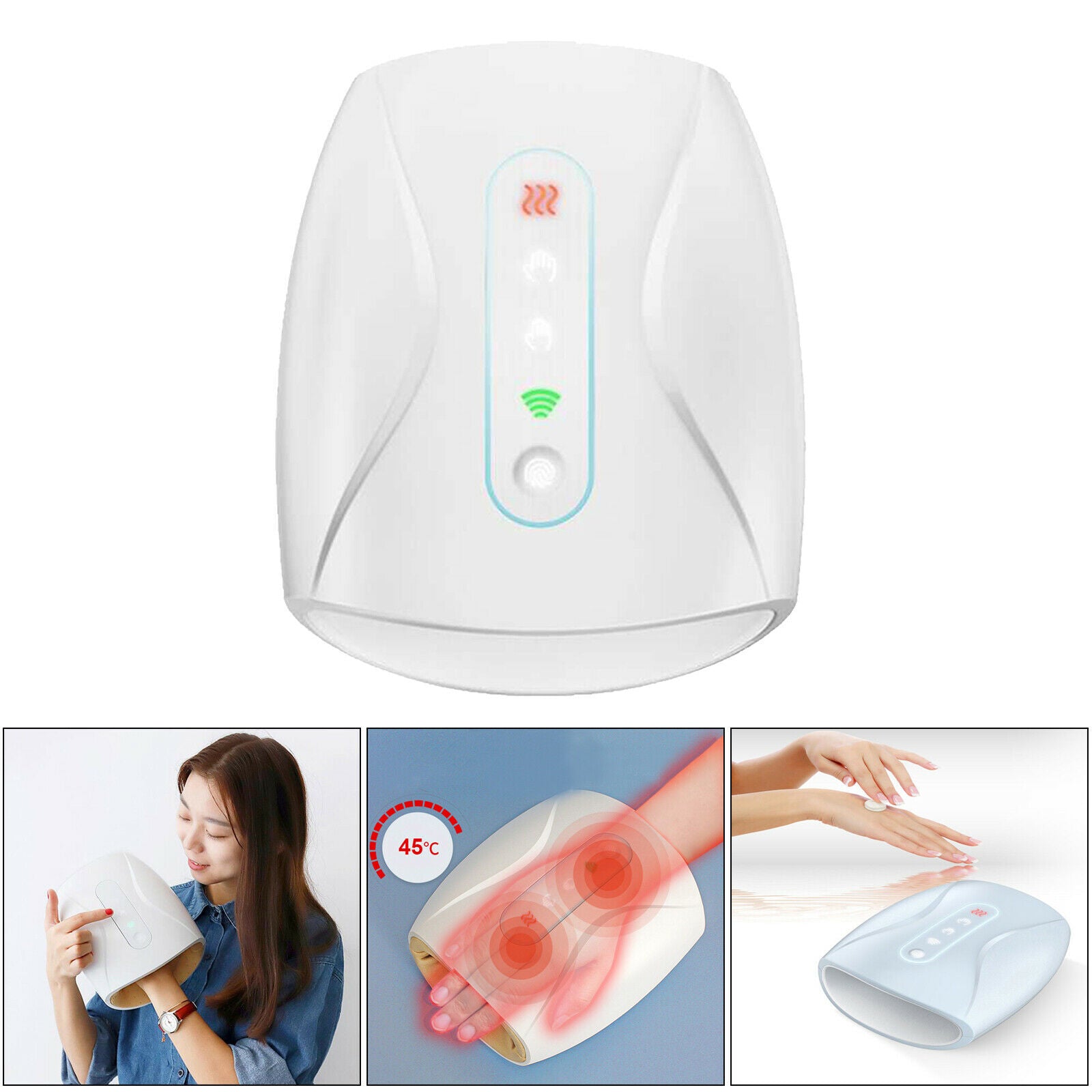 Cordless Hand Massager with Heat Compression 6 Modes 3 Levels for Arthritis