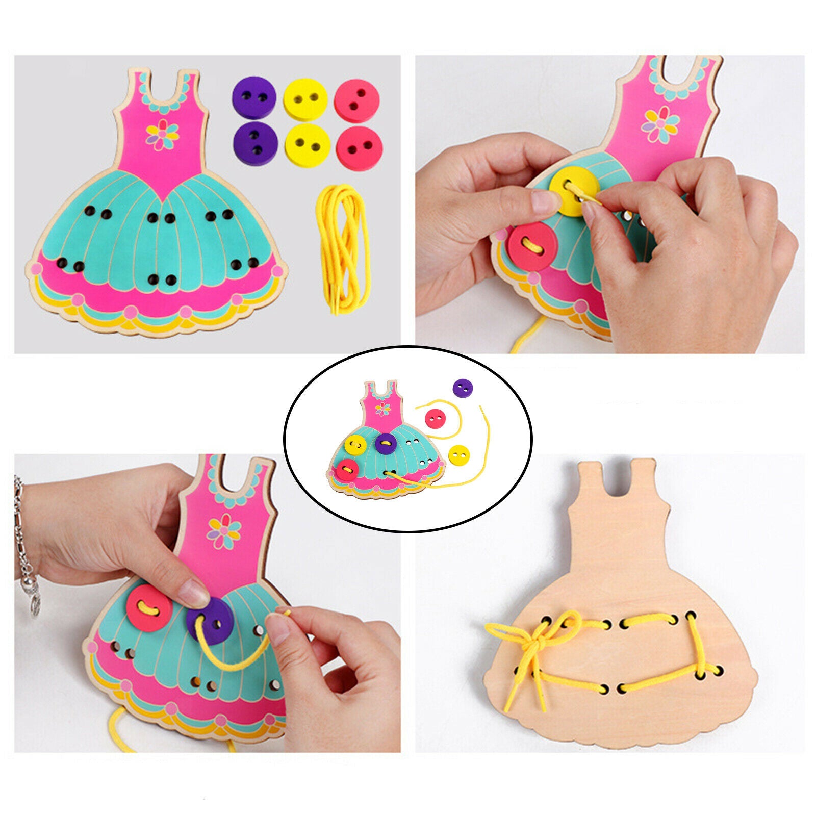 Montessori Dress Sewing Buttons Playthings Infant Skill Early Education Toys