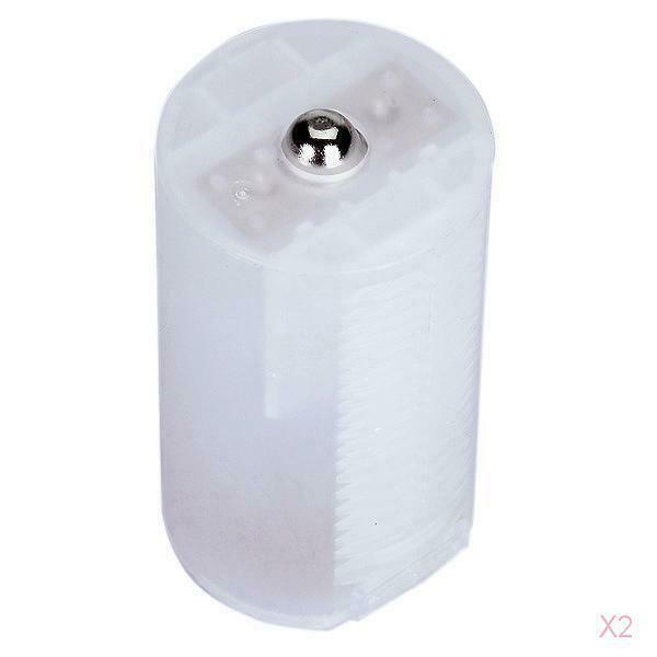 2x Hulls Cover AA To D Size Batteries Adapter Converter Protection Case - White